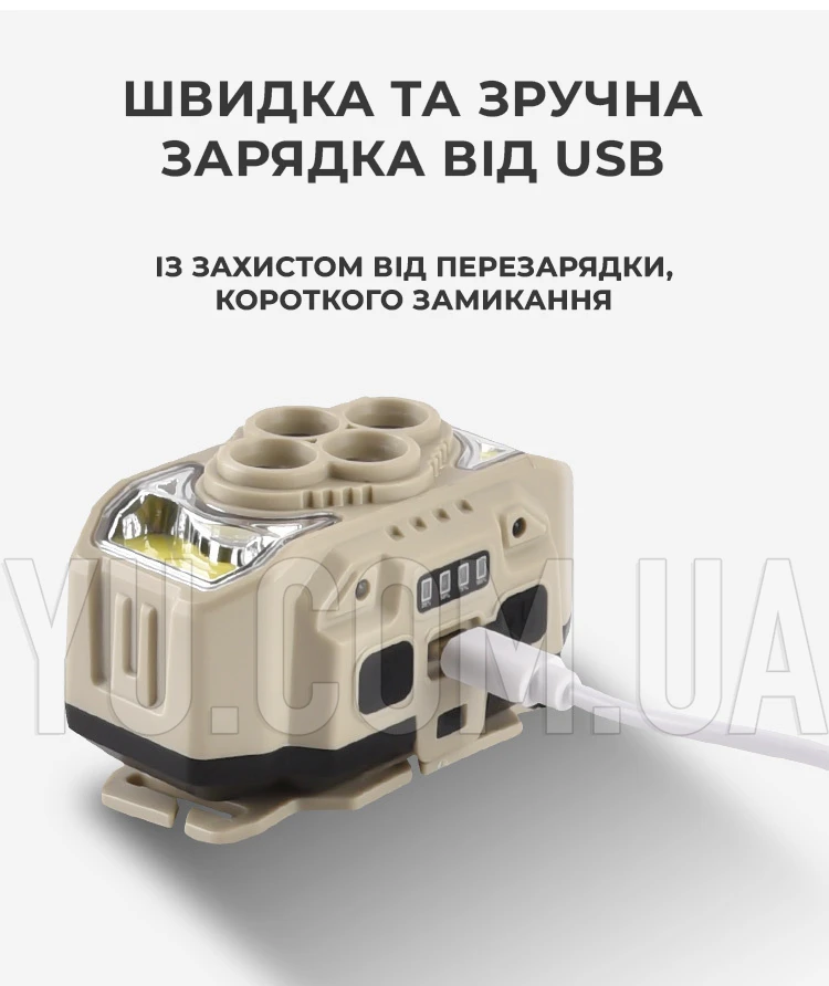 Ліхтар налобний із сенсорним датчиком 1x18650 Bailong HX-815S XPE+СОВ Type-C зарядка Ліхтар налобний із сенсорним датчиком 1x18650 Bailong HX-815S XPE+СОВ Type-C зарядка